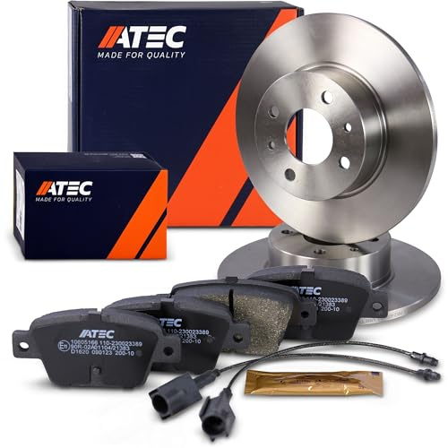 ATEC Germany Bremsenset Hinterachse inkl. Bremsscheiben Ø 252 mm Voll + Bremsbeläge Hinten Kompatibel mit FIAT BRAVO II (198_), MULTIPLA (186_), STILO (192_) LANCIA DELTA III (844_)