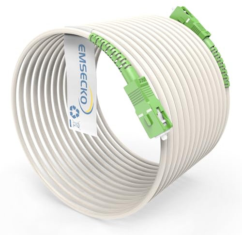 EMSECKO Câble Fibre Optique SC/APC 20 mètres - Haut Débit Stable, Compatible Orange Livebox, SFR, Bouygues - Connexion Rapide pour Gaming, Streaming 4K et Réseaux Professionnels - Résistant et Durable