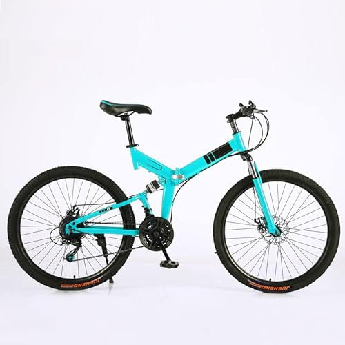JTBDWOSK 26 Zoll Mountainbike Klappfahrrad 21-Gang Klappbar Rennrad MTB Erwachsenen Camping Fahrrad bis 150 kg mit Stoßdämpfende Scheibenbremse für Männer Frauen,Grün