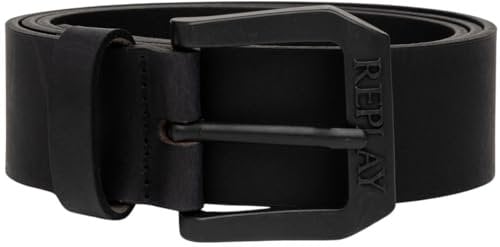 Replay Herren Gürtel aus Leder, Black 098 (Schwarz), 105