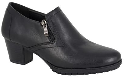 Boulevard L389 Womens PU High Cut Twin Zip Court Shoe, Cuban Heel, TPR Sole
