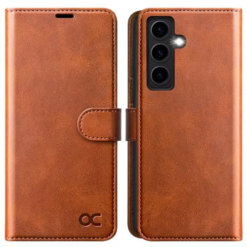 OCASE Handyhülle für Samsung Galaxy S24+ Plus 5G Hülle Premium Leder Flip Klappbare Klapphülle Stoßfeste Magnetische [Standfunktion] [Kartenfächern] Schutzhülle für Samsung S24+ Plus Tasche Braun