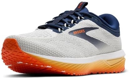 BROOKS Herren Revel 7 Sneaker, Weiß/Peacoat/Orange, 45.5 EU