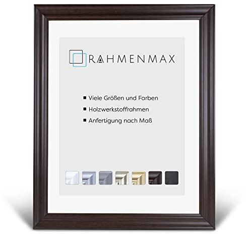 RahmenMax Neapel Barock Bilderrahmen Posterrahmen 68,5x93 cm Puzzlerahmen Eiche Dunkel Wenge 93x68,5 cm mit weisser Rückwand und klarem Arcylglas