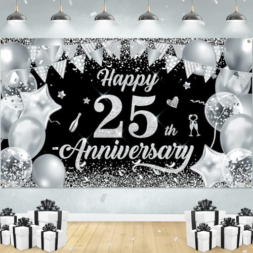 Happy Anniversary Banner (schwarz 25th)