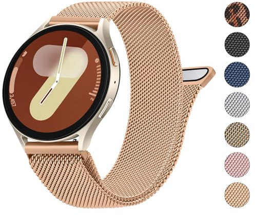 Samsung Galaxy Watch 7/6/5/4 20mm/40mm/44mm/43mm/47mm Adjustable Metal Replacement Straps (Rose Gold)