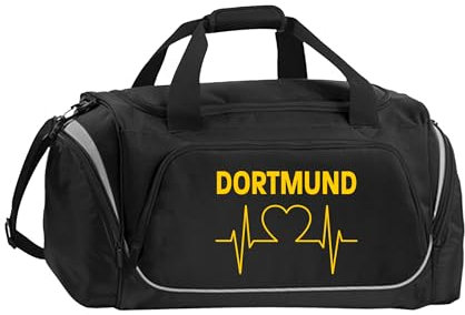 multifanshop Sporttasche - Dortmund - Herzschlag - Druck gelb - Tasche Größe one size schwarz