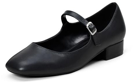 GENSHUO Mary Jane Scarpe da Donna, Ballerine con Punta Quadrata, Scarpe Comode e Semplici con Soletta Imbottita, Nero, 37 EU
