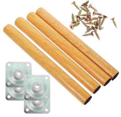 Ensemble de Meubles En Bois, Pieds En Bois Robustes avec Fixation, Pieds de Table En Bois pour Divers Mobiliers, 60CM