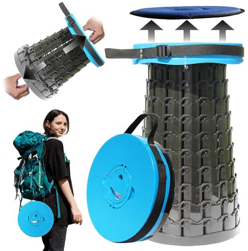 PLOGGING Tabouret pliable XXL amélioré avec coussin, 50 cm de hauteur et 30 cm de profondeur, tabourets portables pour adultes, chaise pliante plus robuste avec capacité de charge de 453,6 kg,