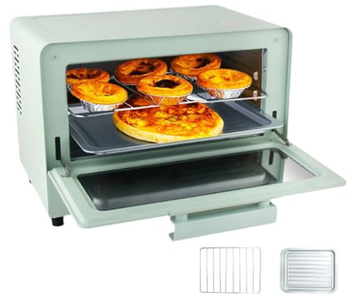 QUTBAG Mini Forno da 14 Litri, Forno a convezione con Temperatura e Timer Regolabili, tostapane da appoggio con 2 manopole, fornello Elettrico e griglia per cuocere al Forno Arrostire Grigliare