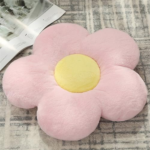 Chickwin Süße Blumenkissen, Blumenboden Kissen Blumenförmiges Plüsch Weiches Blumen Kissen Aesthetic Kawaii Blumenform Kissen für Zimmer Hause Sofa Dekoration (35 * 35,Hellrosa)