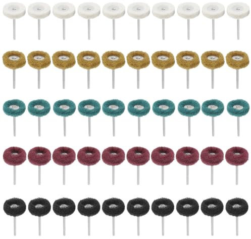 100 piezas de cepillo de estropajo, cepillo abrasivo de nailon, cabezal de lijado de fibra, rueda de pulido para accesorios y herramientas, marrón