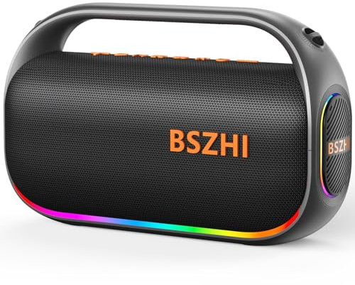 80W(120W Peak) Bluetooth Speaker Loud, Portable IPX6 Waterproof Bluetooth Speakers Wireless Stereo Bass with LED Lights, TWS, USB/TF Card, AUX, for Indoor/Outdoor, Party, Travel, and Camping (Black)