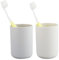 Lot de 2 gobelets pour brosse à dents de salle de bain, porte-brosses, organisateur d'accessoires et porte-brosse à dents (beige et gris)