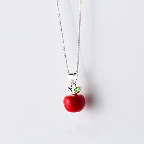 Garten von Eden Frucht rot Apfel Anhänger Halskette 925 Sterling Silber Fein Schmuck Geschenk für Mädchen Frauen