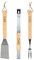 Lot de 3 ustensiles de barbecue en acier inoxydable – Pince à barbecue, spatule et fourchette à viande – Antirouille, passe au lave-vaisselle et ergonomique – Avec poignée et dragonne en bois – Idéal