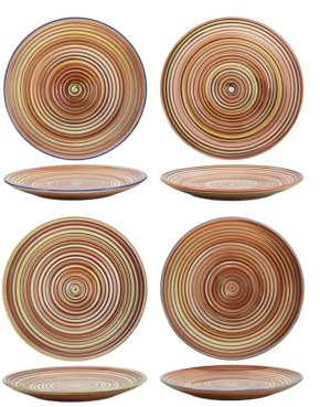 Cookinglife Rhythm & Lines | Assiettes Plates x4 | Céramique | 26.5 cm | multicolore | Lave-vaisselle, Micro-ondes, Four