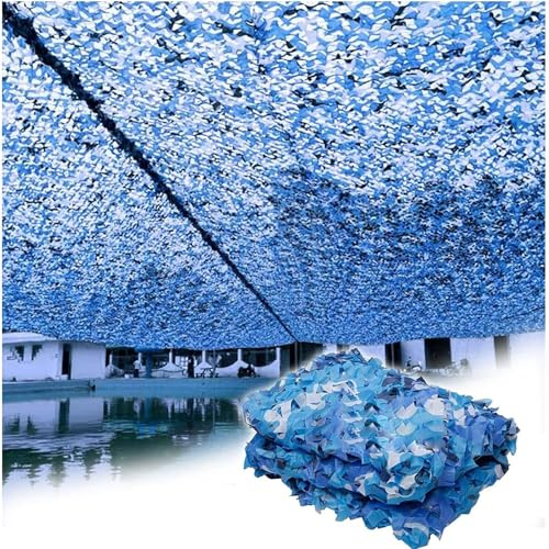 Marine Tarnung Netz, 3x3m Blau Sonnenschutz Camouflage Netz, Verstärktes Tarnnetz, für Camping, Jagd, Fotografie, Partydekoration, Autoabdeckungs, Sichtschutz