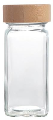 Botella cuadrada de condimento de 120 ml con tapa de madera, recipiente sellado para condimentos, botella de condimentos de vidrio, herramientas de cocina