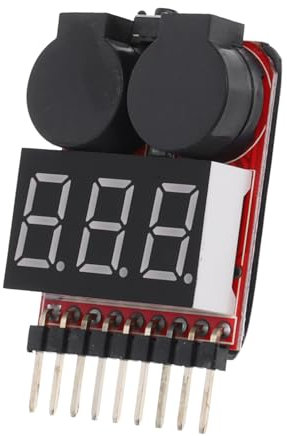 LALAFINA Lipo Battery Tester Monitor with LED Indicator Low Voltage Alarm for Lithium Ion Battery Compact Voltage Check Tool for Accurate Monitoring and Outdoor Use