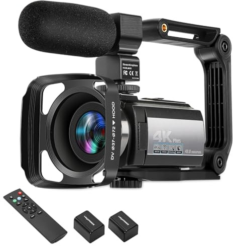 Videocamera 4K60FPS 48MP Vlogging Camera per YouTube Touch Screen da 3 pollici Zoom digitale 16X WiFi IR visione notturna con 2 batterie Microfono stereo esterno, telecomando, paraluce, stabilizzatore