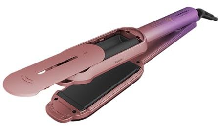 GRUNDIG HS 8331 BotanikaTwist 2in1 Hair Styler, rotierende Platten für Glätten und Stylen, schnelle Aufheizzeit, 150 °C bis 210 °C einstellbar, Keramikbeschichtung mit Arganöl, Rosa/Lila