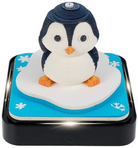 3D Kalender 2026, 3D Notizblock mit Licht, 3d Kalender zum Abreißen 2026 Kreative Kunstpapierskulpturen Tischkalender Weihnachten für Büro und Zuhause Dekoration (Pinguin)