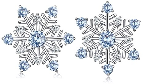 Estrellique Silber 925 Weihnachten Ohrstecker für Damen, 925 Sterling Silber Schneeflocken Rentier Ohrstecker mit Perle, Klein Schlafen Knorpel Ohrringe mit Zirkon, Weihnachts Schmuck mit Geschenkbox