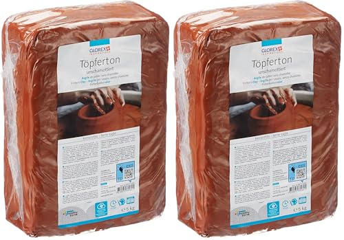 Glorex 6 8073 005 - Argilla da vasaio, Non refrattaria, 5 kg in Terracotta, Liscia e Facile da Lavorare, Senza Contenuto di Argilla refrattaria, indurente all'Aria e refrattaria, Adatta al tornio