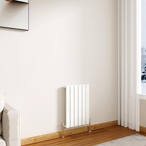 Modern Horizontal Flat Panel Radiator,600x408mm Gloss White Single Stylish Panel Central Heating Heater, Perfect Efficient Hall Radiator, Traditional Wall Mounted Rads, Design for Bedroom, Office