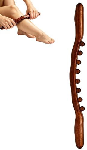 Massage Roller Stick Wood 8-Bead Back Massage Tool | Manual Gua Sha Massager for Women Men Runners Athletes Fitness Lovers Weightlifters Dancers Gym Home Office Apartment Salon