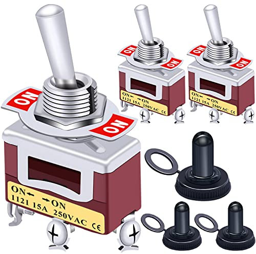 Taiss / 3 Stücke Kippschalter Generisches Hochleistungs 3 Terminals SPDT EIN/EIN 20A 125VAC Wippschalter mit 2 Positionen + 3 Stück wasserdichte Kappenabdeckung Ten-1121-M