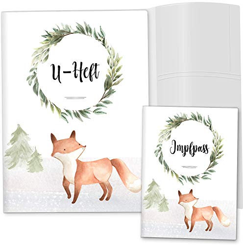OLGS U-Heft und Impfpasshülle Set | Fuchs im Wald Untersuchungsheft Hülle 3-teilig & Impfpass Hülle | Geschenke Baby | Babygeschenke zur Geburt - Uhefthülle, Impfpasshülle ohne Personalisierung