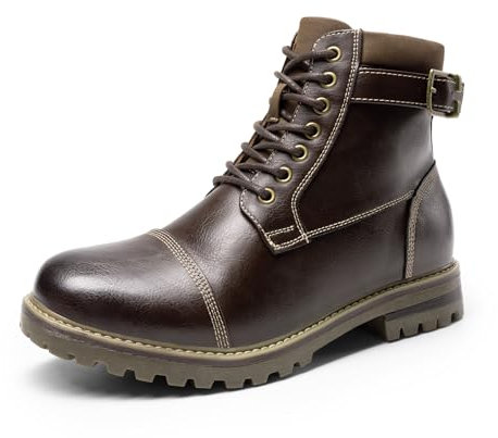 Bruno Marc Stivali da Uomo Chukka Vintage Oxford Lace-Up Casual Motociclista, Size 49.5, Marrone/Scuro, ENGLE-05