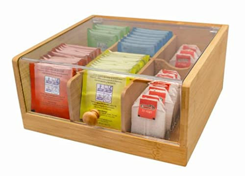 NERTHUS FIH 678 Bambu Natural, Caja organizadora de bolsitas de Té, 6 departamentos, 3 x 2