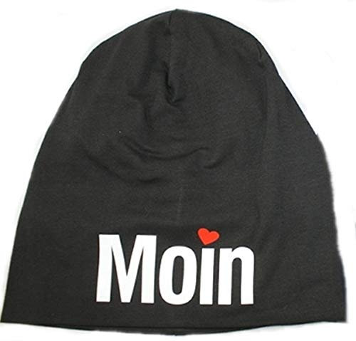 Beanies Moin mit rotem Herz Schrift weiß 95% Baumwolle 5% Elasthen (schwarz)