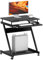 sogesfurniture Scrivania compatta per computer con ruote, supporto per computer portatile e scrivania con tastiera scorrevole per casa e ufficio, BHEU-DX8110-N