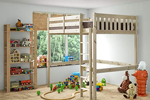 STRICTLY BEDS&BUNKS Eldon High Sleeper Loft Pine Bunk Bed, 4ft 6 Double