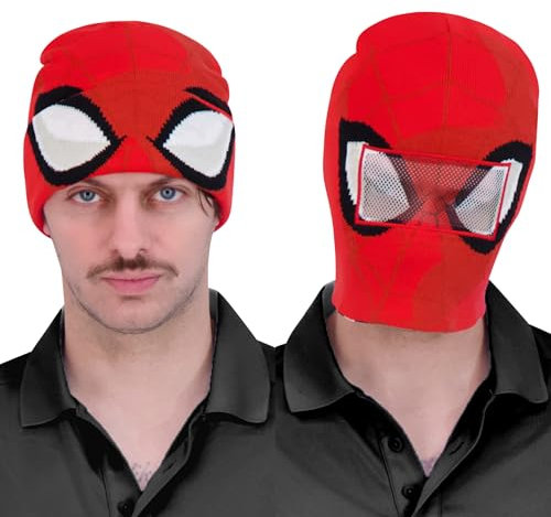 Concept One Unisex Marvel Spider-Man Miles Morales Roll Down Cuff Strickmütze Winter Skull Cap Beanie-Mütze, rot, Einheitsgröße