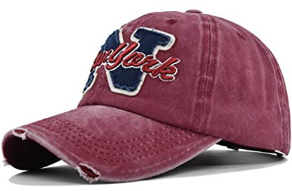 XibeiTrade Casquette de baseball New York NY en coton pour homme et femme - Pour le sport - Rétro - Décontracté - Chapeau de soleil, rouge vin, M