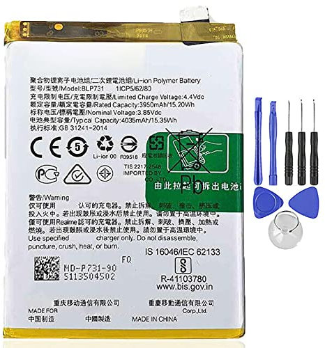 Batería compatible con Oppo BLP731 Real 5 Pro 4035 mAh de alta capacidad con kit de montaje incluido