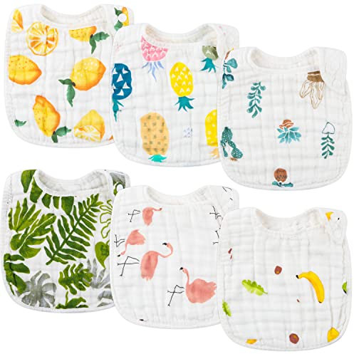 WATINC 6 Stücke Baby Lätzchen aus Weiche Baumwolle für Junge und Mädchen Verstellbare Druckknöpfe Lätzchen Saugfähige Kinderlätzchen für Säugling Neugeborene Baby Kleinkind 0-12 Monaten