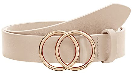 SUOSDEY Ledergürtel weiches Leder Damen Gürtel mit runder Schnalle zwei Ringen, Jeansgürtel für Frauen