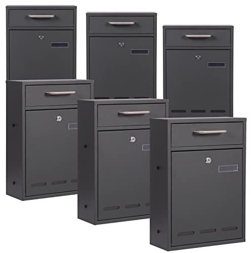 Cassetta delle lettere 2x3 V53 antracite A muro Con serratura e finestrelle