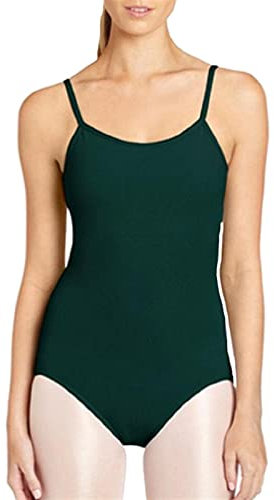 Lifup Damen Ballettanzug Ärmelloses Body Gymnastikanzug Ballett Trikot Einteiler Bodysuit mit Spaghettiträger Grün XL
