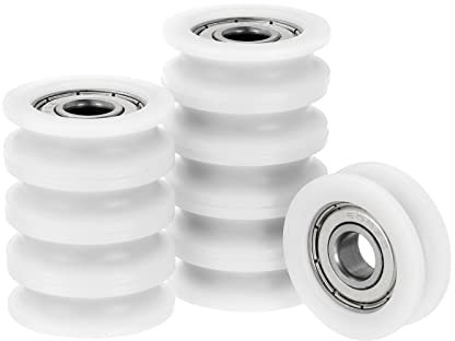 Kozelo 10pz U608zz Nylon Scanalatura U Cuscinetto Sfera - [8x30x10mm] Schermato Puleggia Ruota Rotolamento Cuscinetto per Rotaia Binario Sistema Uso, Cromo Acciaio, Abec1