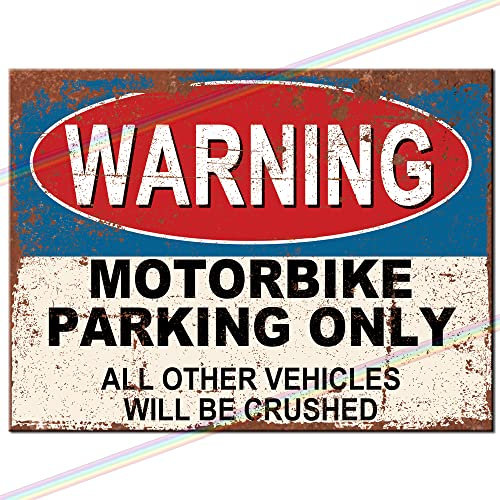Metallschilder – Motorrad Parking Only Logo Man Cave Blechschild Vintage Wandschild Küche Schuppen Garage Klein (15 cm x 10 cm)