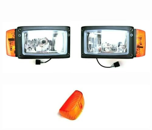 MelTruck® 2x H4 Scheinwerfer mit Blinker E20 Radlader Bagger JCB Merlo und Lampenschirm