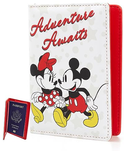 Disney Porta passaporto Topolino e Minnie Mouse - Licenza Ufficiale, Multicolore, Classico, Multicolore, Taglia unica, Classico